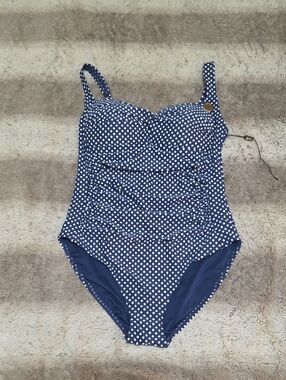 Girls' Navy Polka Dot One-Piece Swimsuit